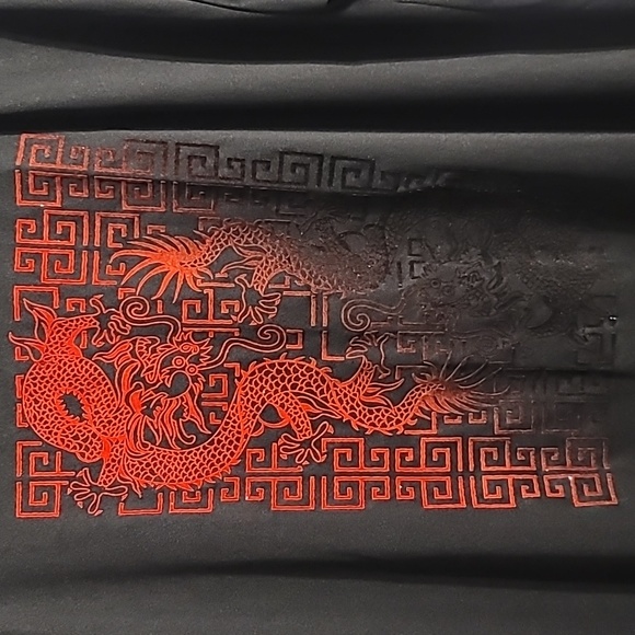 Vtg YMLA Shirt Mens Large Black Short Sleeve Velvet Dragon Dance Chinese 80's - Picture 7 of 9